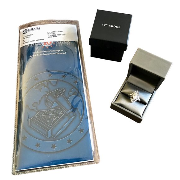 - 1.96ct VINTAGE MARQUISE CUT H SI1 DIAMOND CERTIFIED RETRO OVAL COCKTAIL RING - - Picture 11 of 11